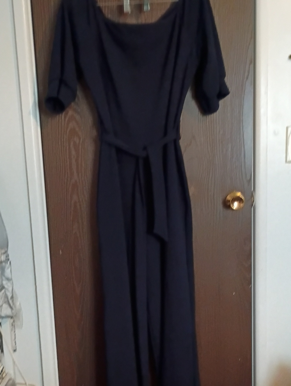 Classic Navy Blue Women's Belted Jumpsuit